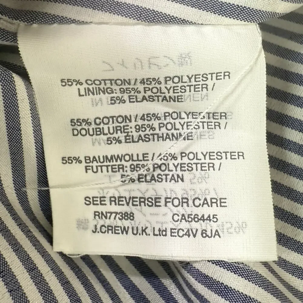 J. Crew Striped Nautical A Lined Knee Length Pencil Tweed Skirt 8 T Blue White